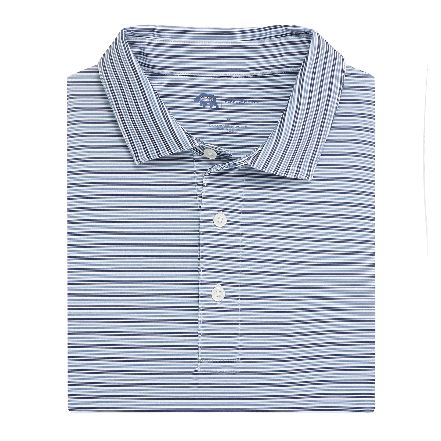 Wedge Stripe Performance Polo - Blue Indigo