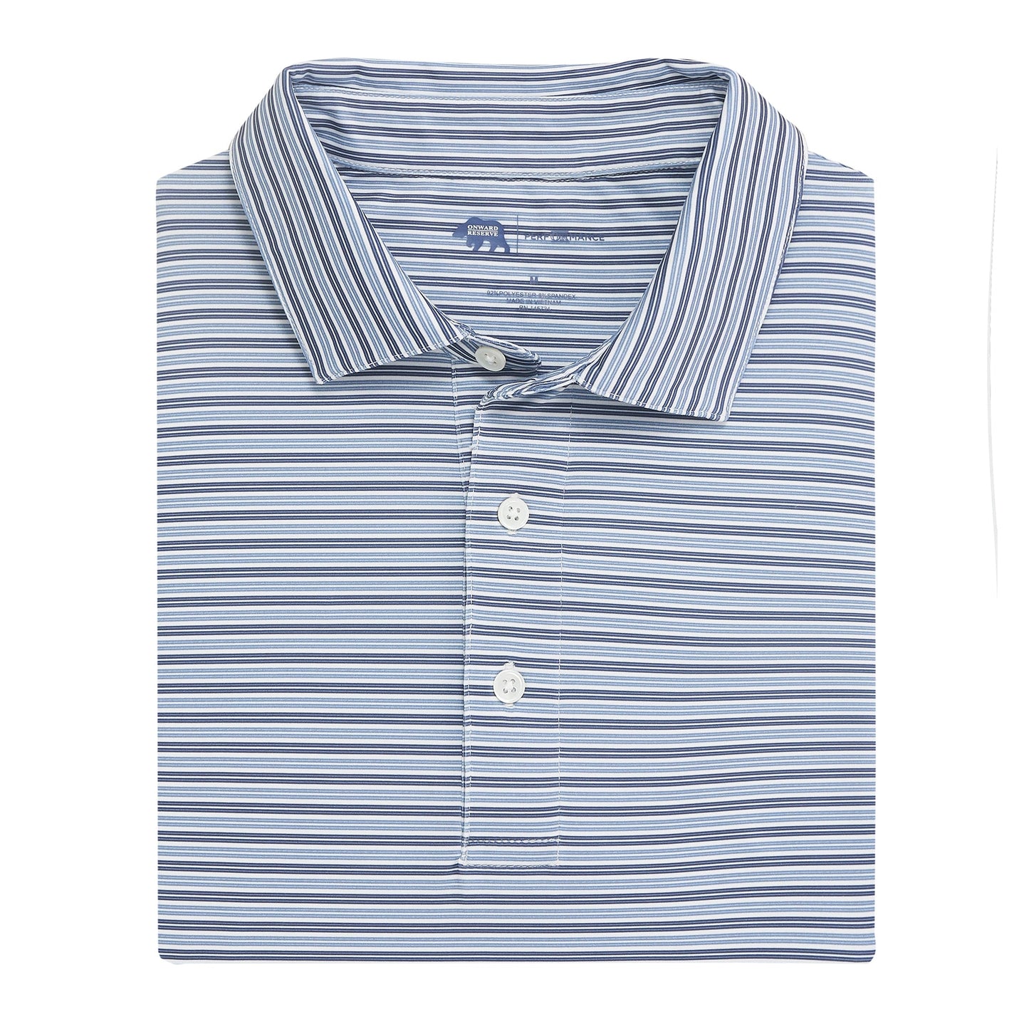 Wedge Stripe Performance Polo - Blue Indigo