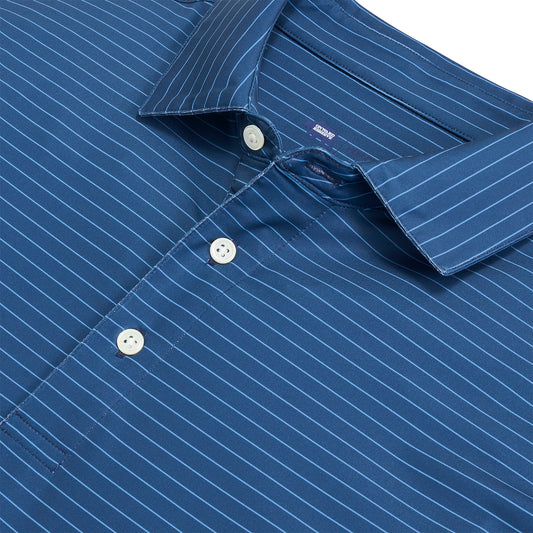 Atlantic Stripe Performance Polo - Ensign Blue