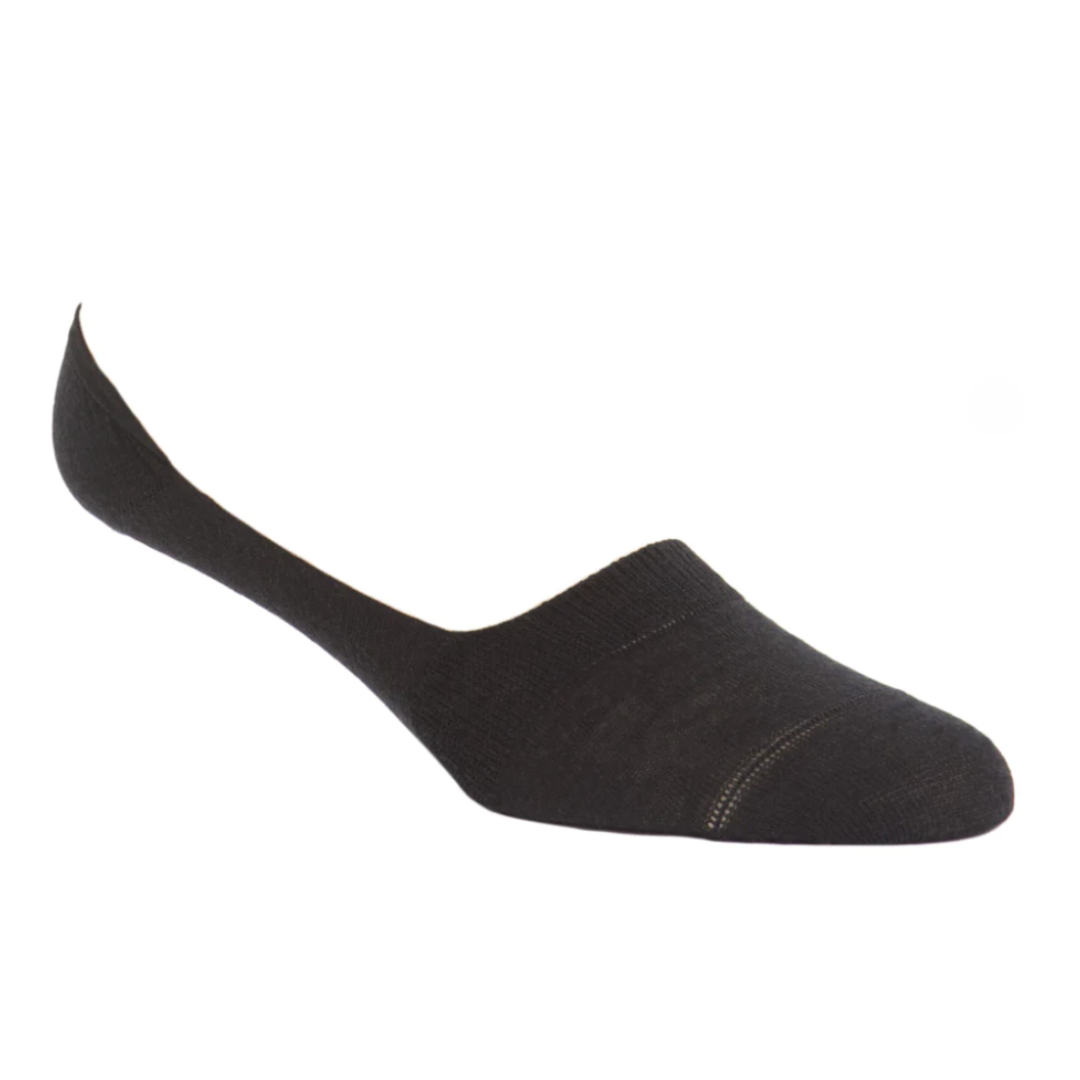 Black Fine Merino Wool Linked Toe No Show