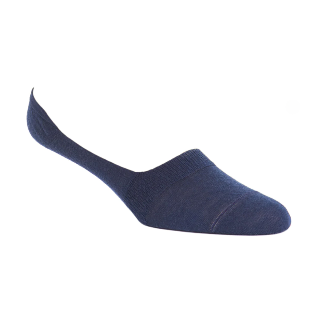 Dress Navy Fine Merino Wool Linked Toe No Show Sock