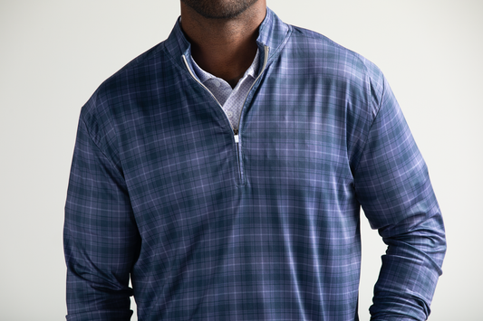 Dutton Plaid Printed Flow Performance 1/4 Zip Pullover