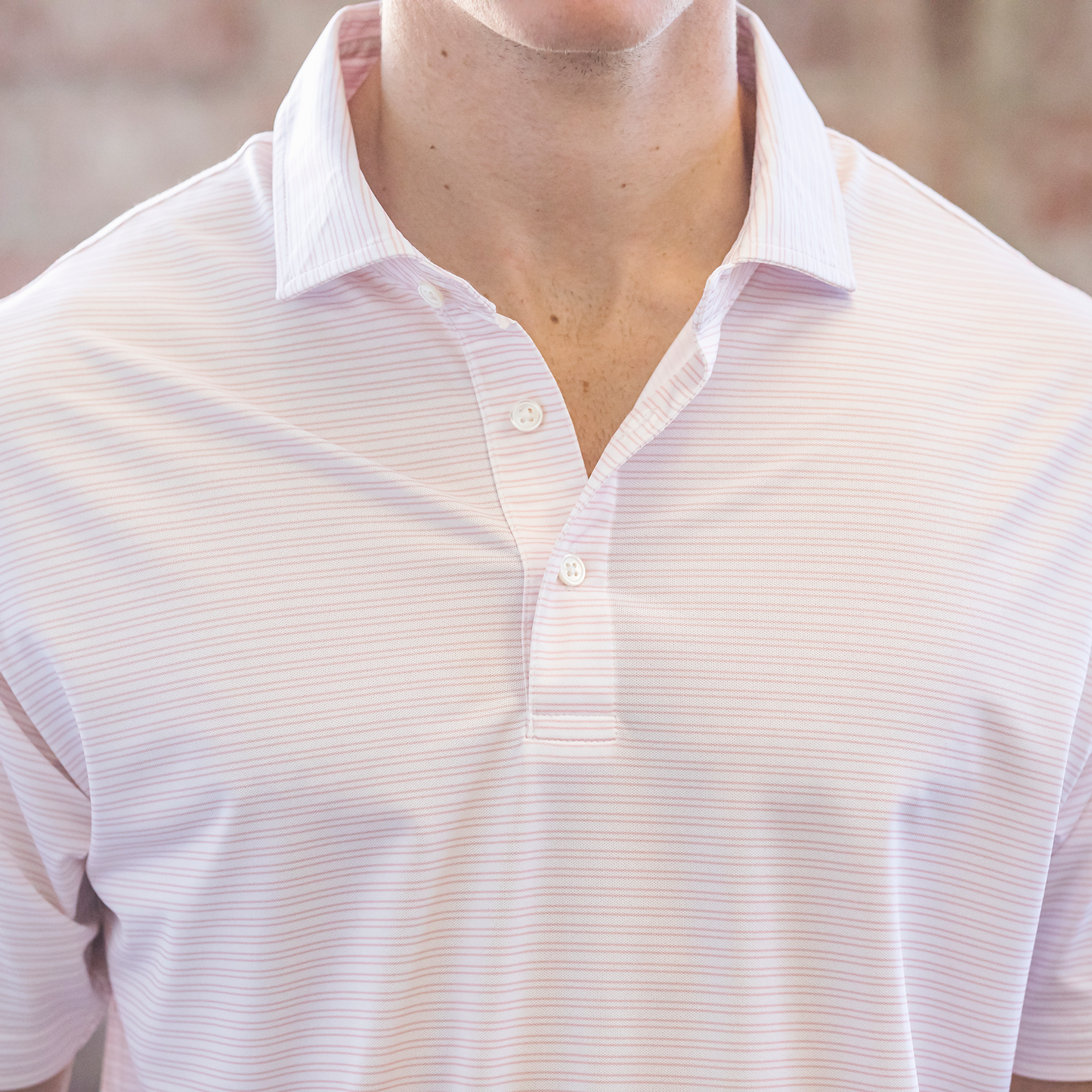 Pairing Stripe Performance Pique Polo - Rose Shadow