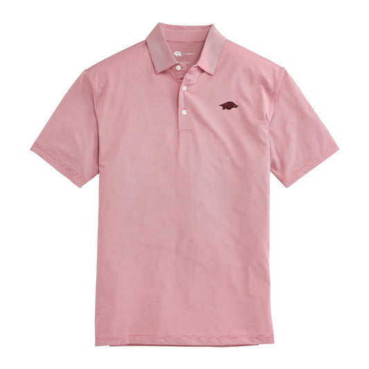 Arkansas Razorback Hairline Stripe Performance Polo - Crimson