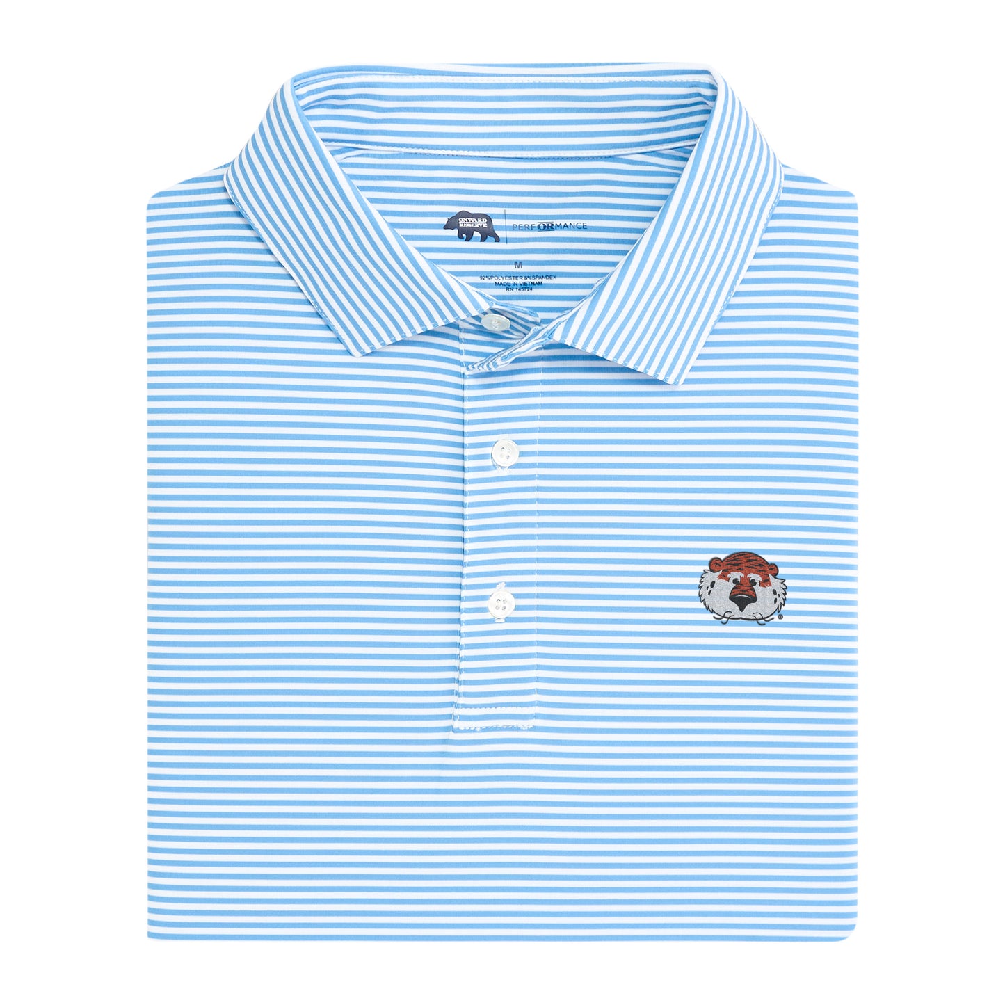 Aubie Echo Stripe Performance Polo - Sky
