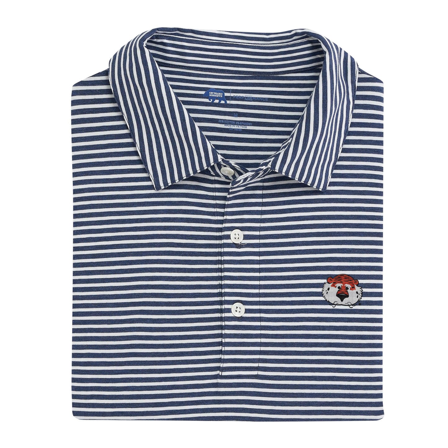 Aubie Row Stripe Icon Polo - Classic Navy