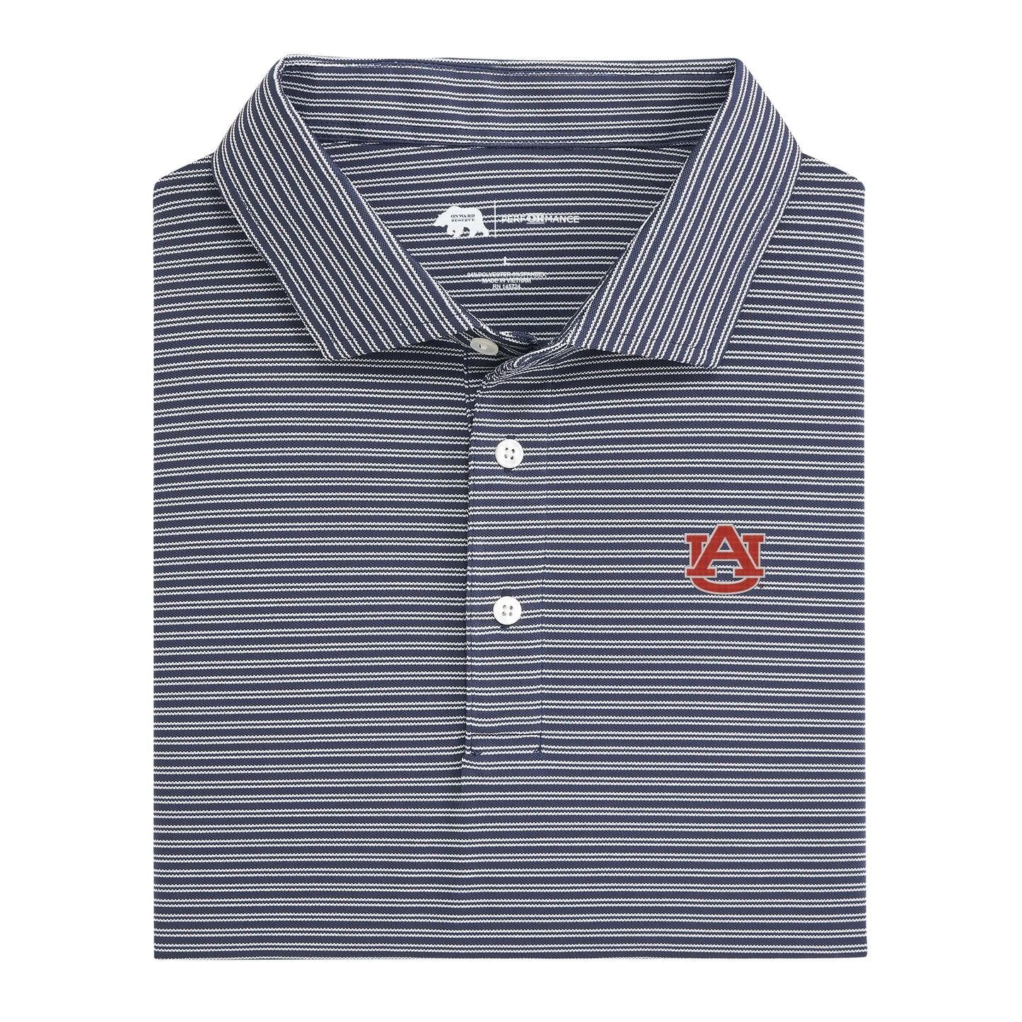 Pairing Stripe Auburn Performance Pique Polo