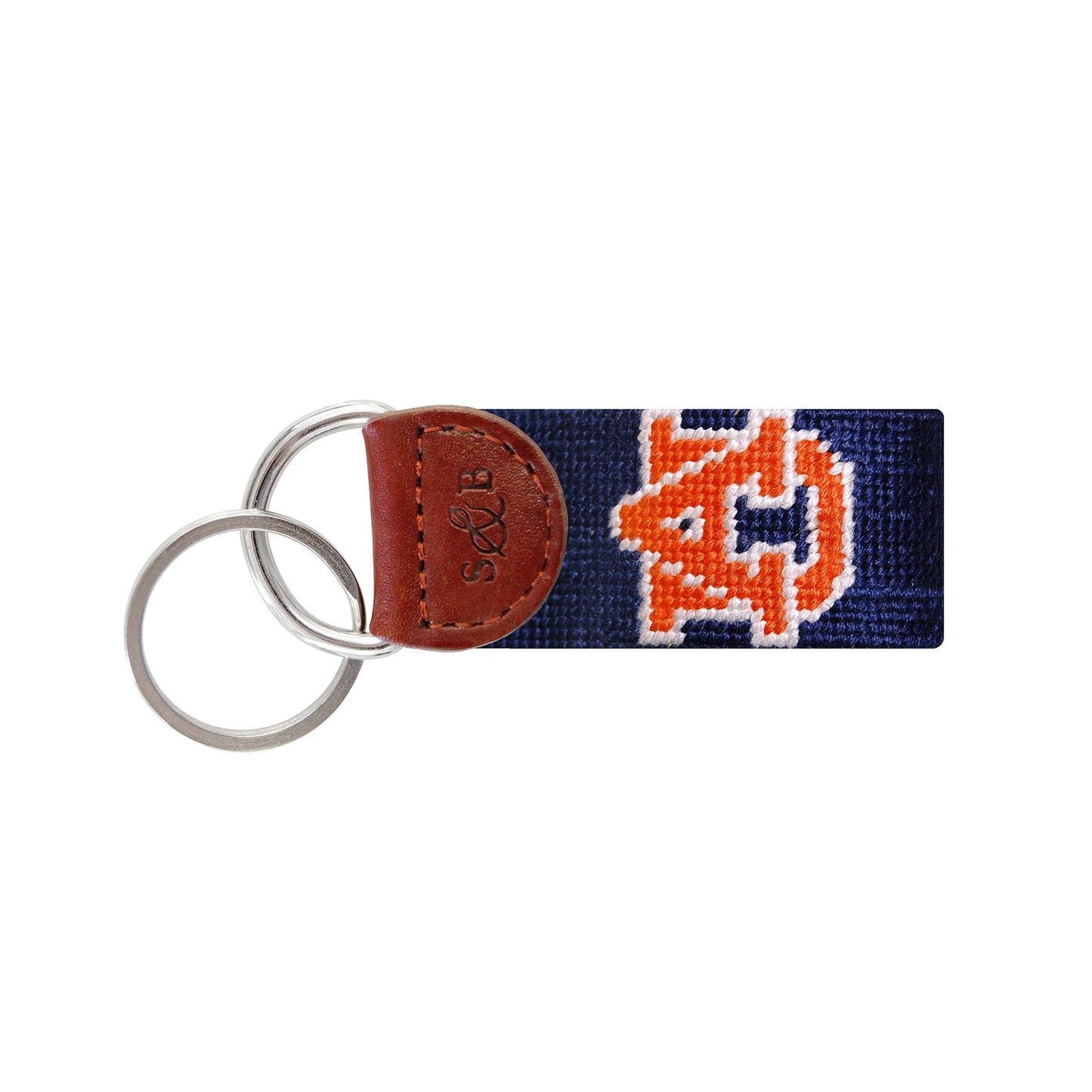Auburn Needlepoint Key Fob - Navy