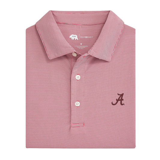 Alabama Script A Hairline Stripe Performance Polo