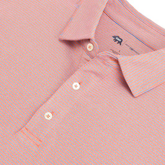Birdie Stripe Performance Polo - Heather Autumn Glaze/Marina