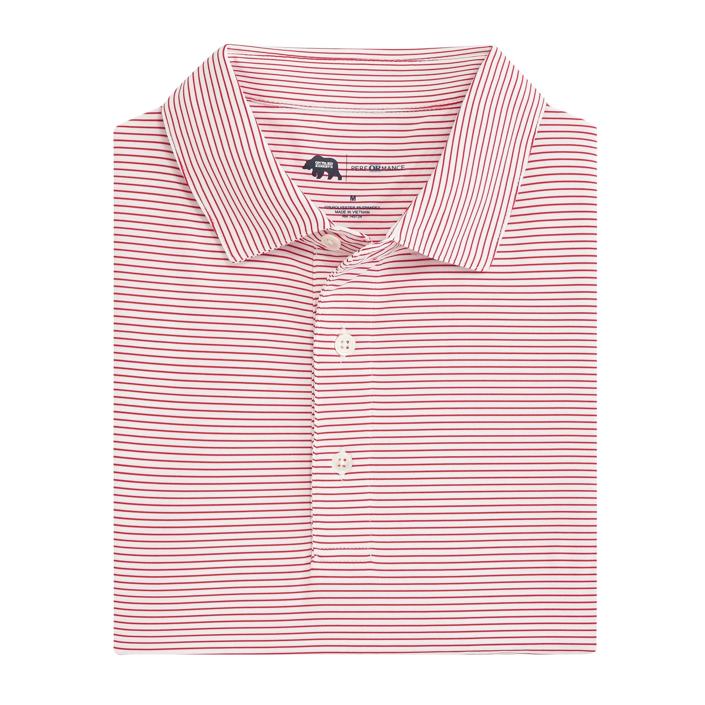 Birdie Stripe Performance Polo - White/Red