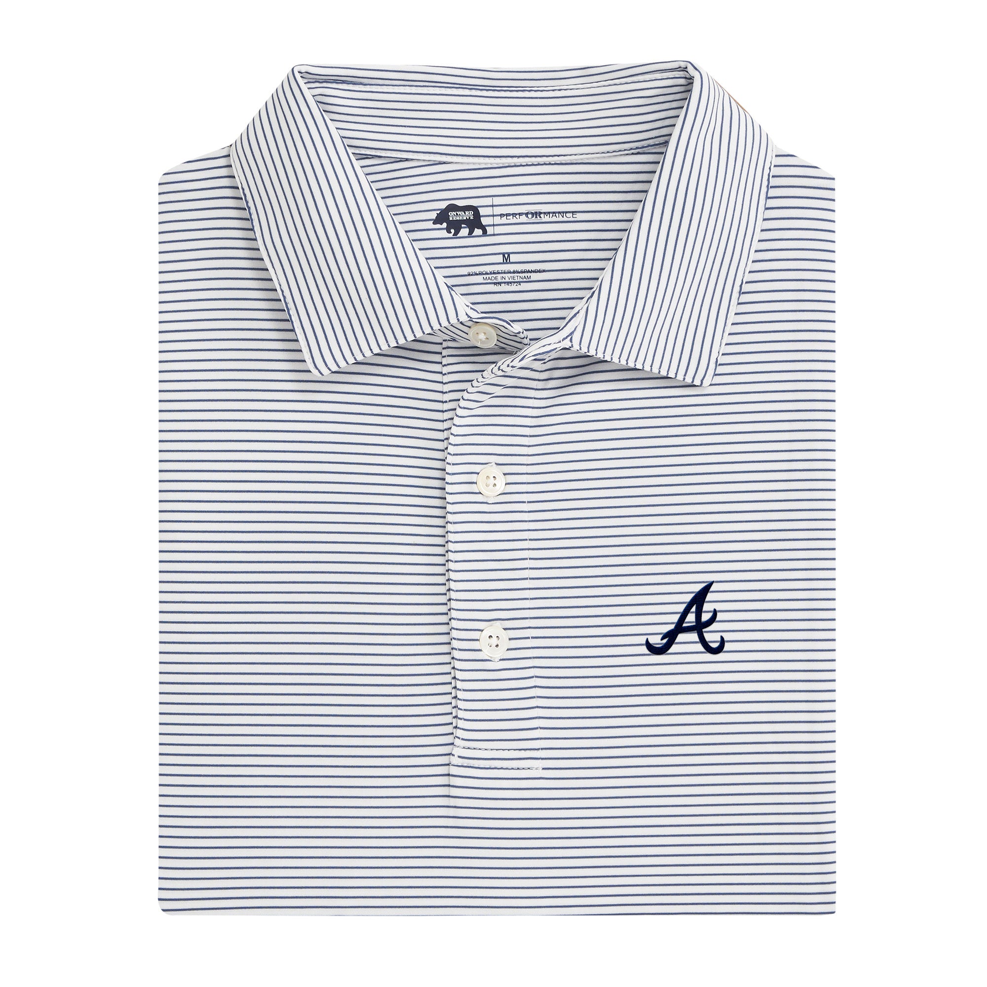 johnnie-O Atlanta Braves Cooperstown Birdie Performance Polo Shirt Button-Down in White