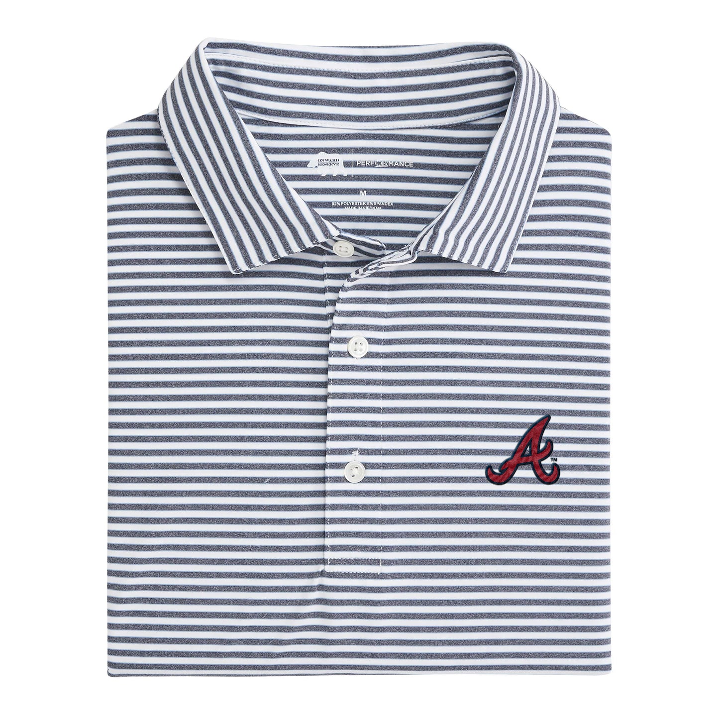 Atlanta Braves Mulligan Stripe Performance Polo - Classic Navy