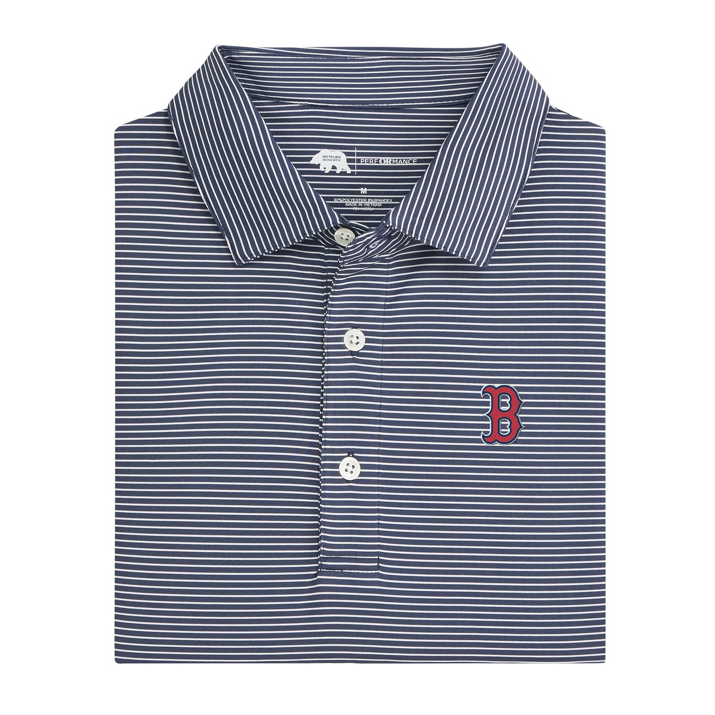Red Sox Birdie Stripe Performance Polo - Dark Denim