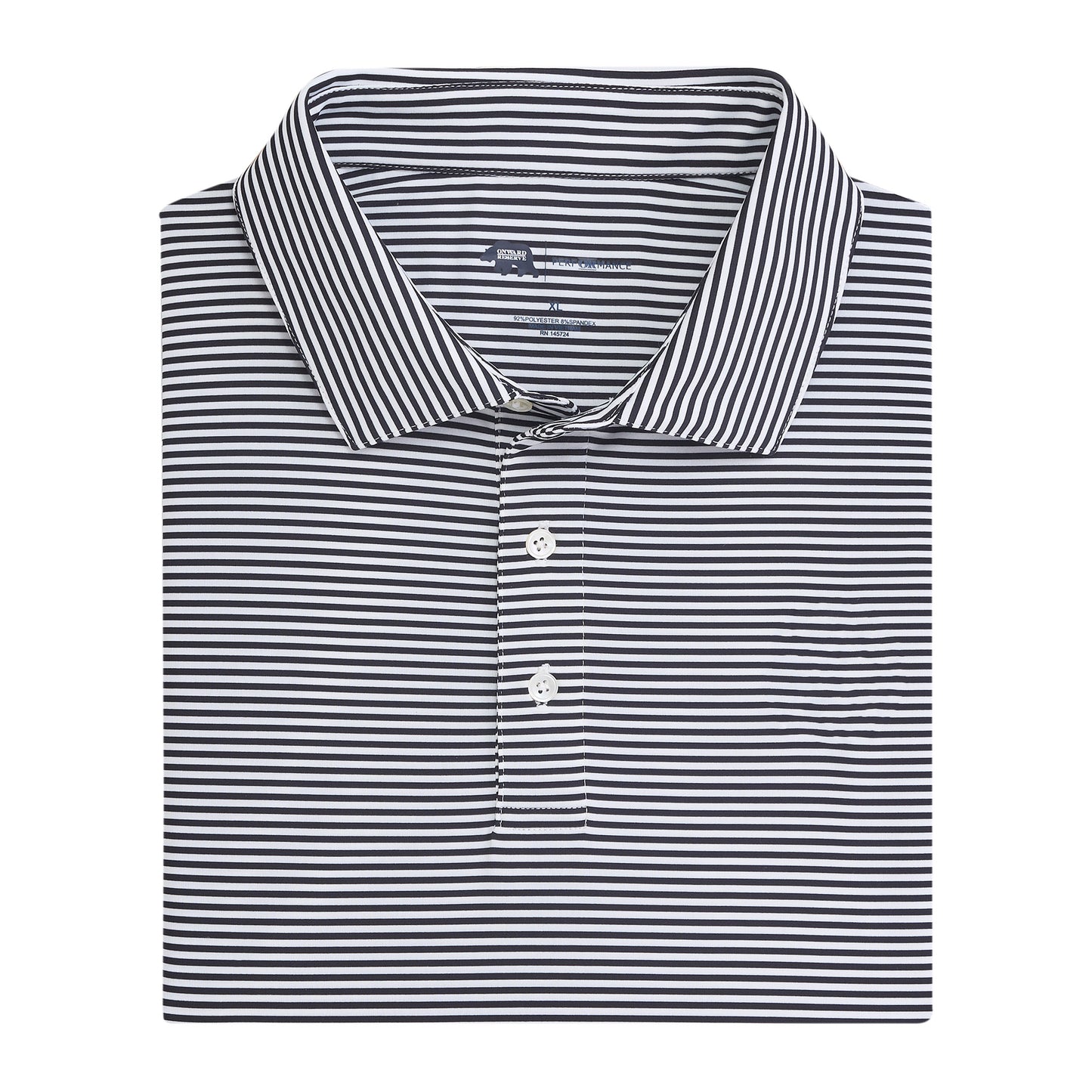Echo Stripe Performance Polo - Black