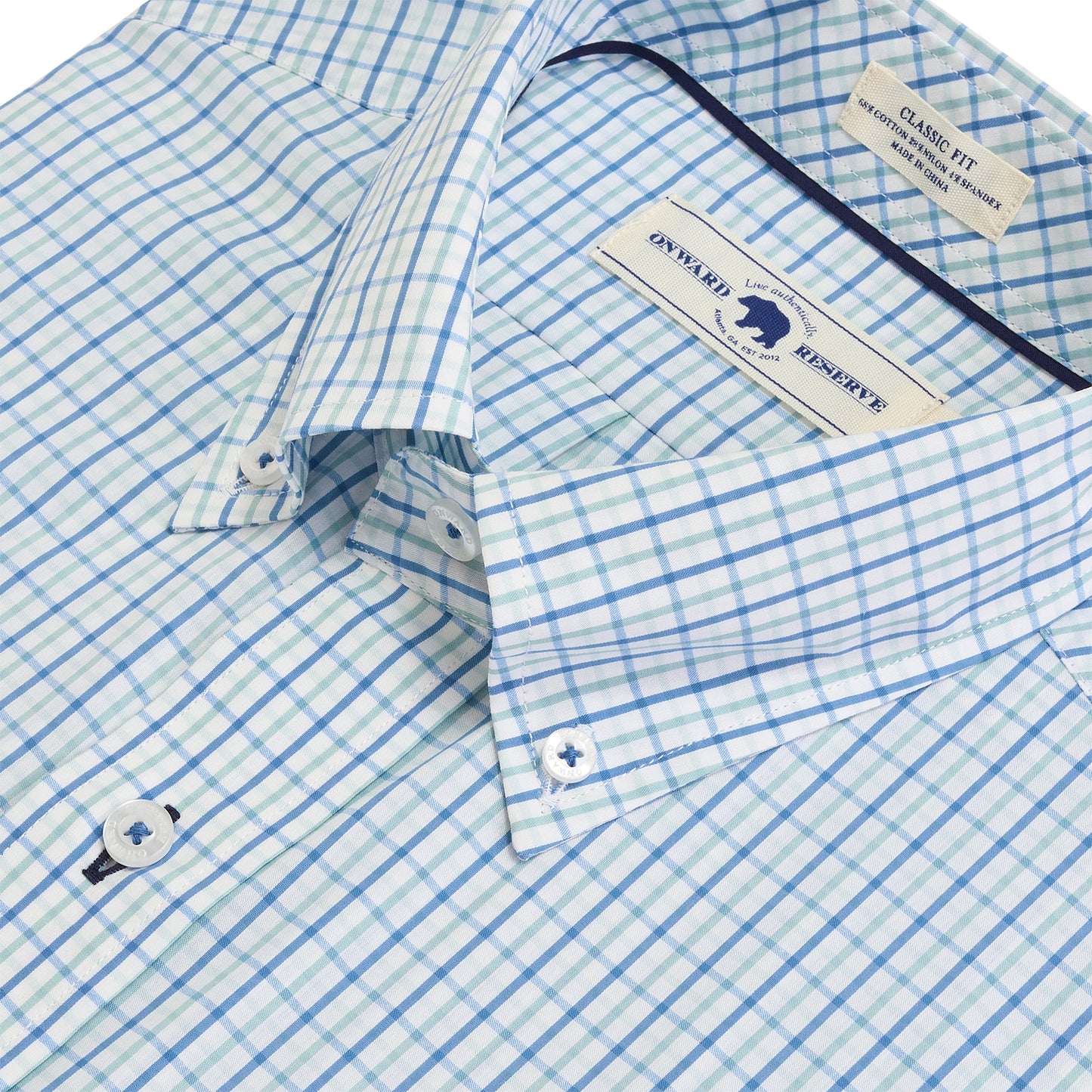 Quincy Classic Fit Quad Shirt - Ensign Blue