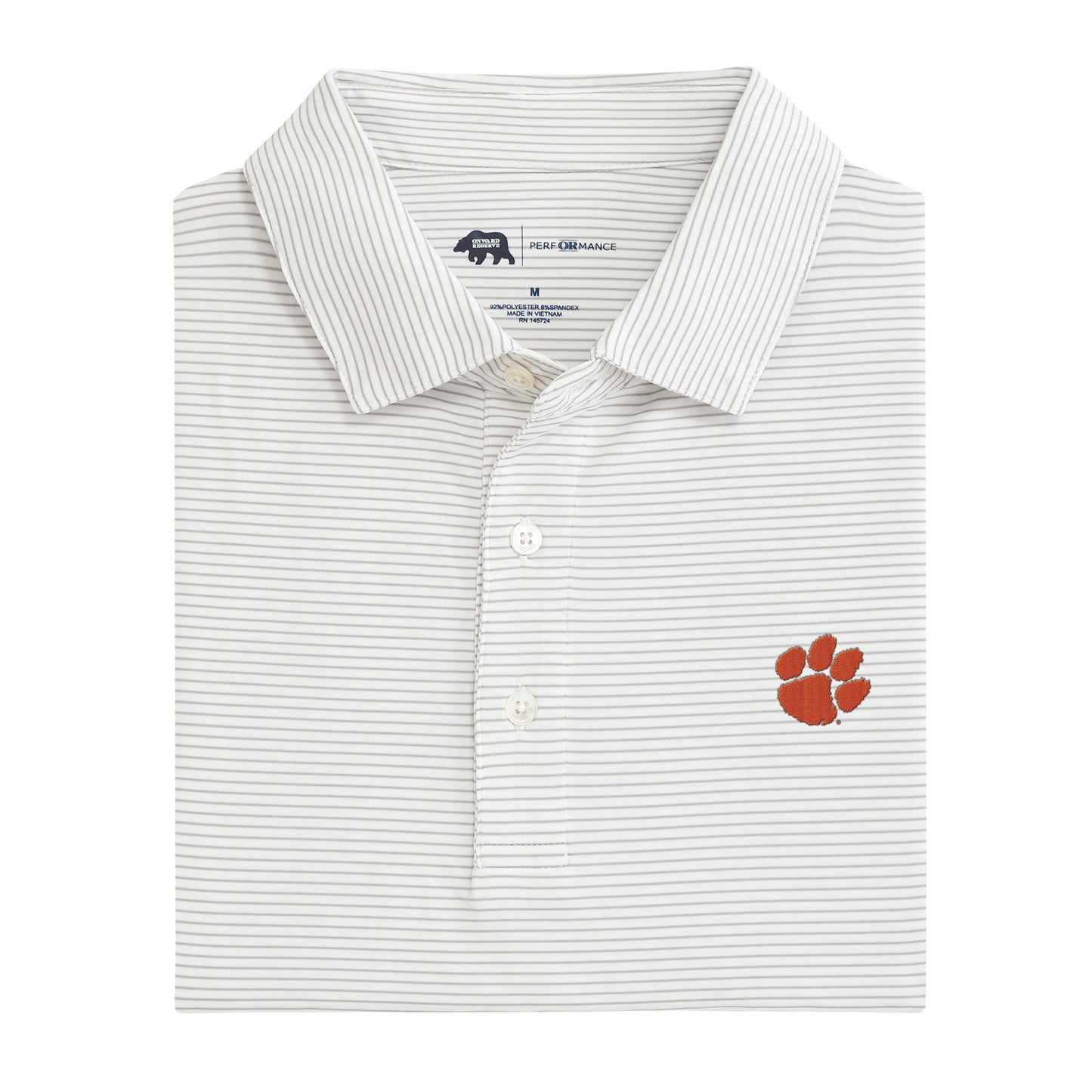 Clemson Paw Birdie Stripe Polo
