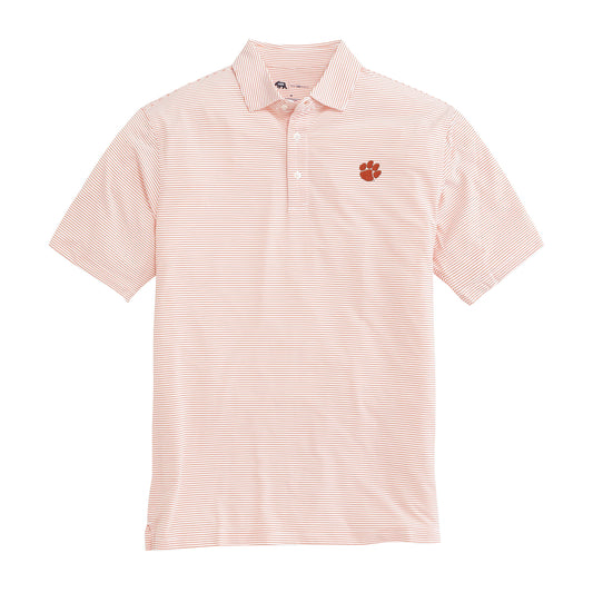 Clemson Paw Birdie Stripe Performance Polo - Orange