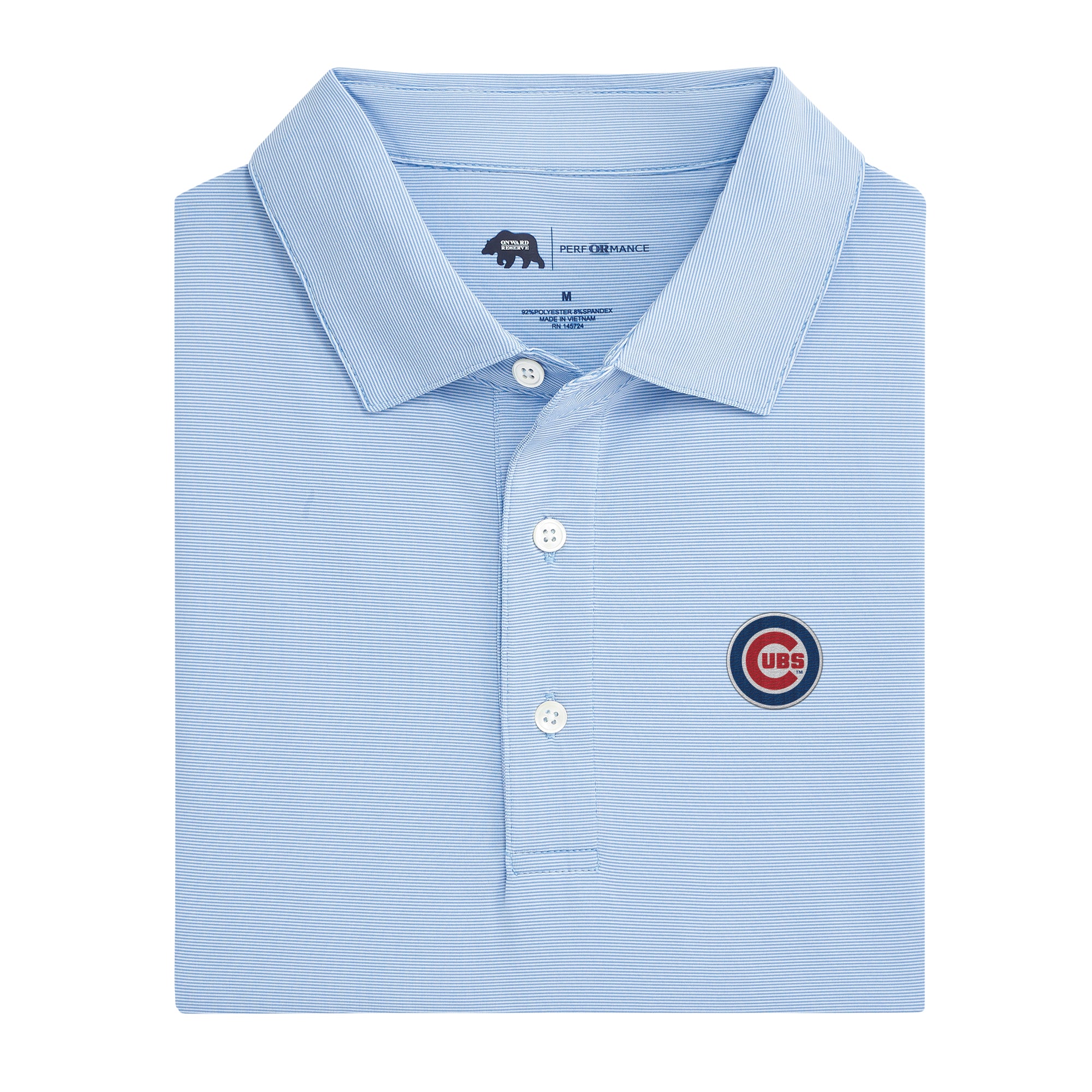 Chicago Cubs Hairline Stripe Performance Polo Sky / S Chicago Cubs Hairline Stripe Performance Polo Sky / S