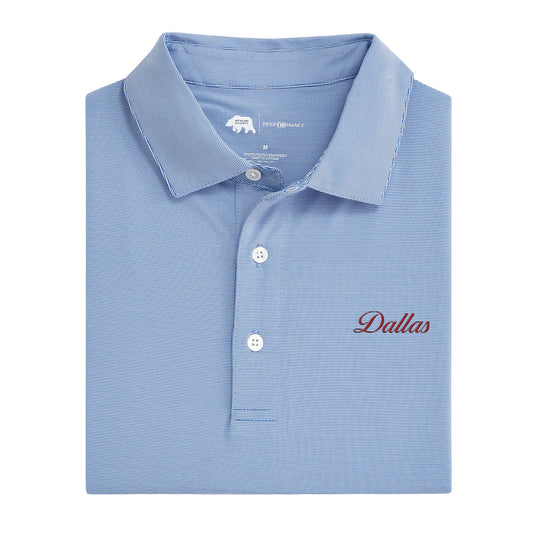 Dallas Vintage Script Hairline Stripe Performance Polo - Sport Blue