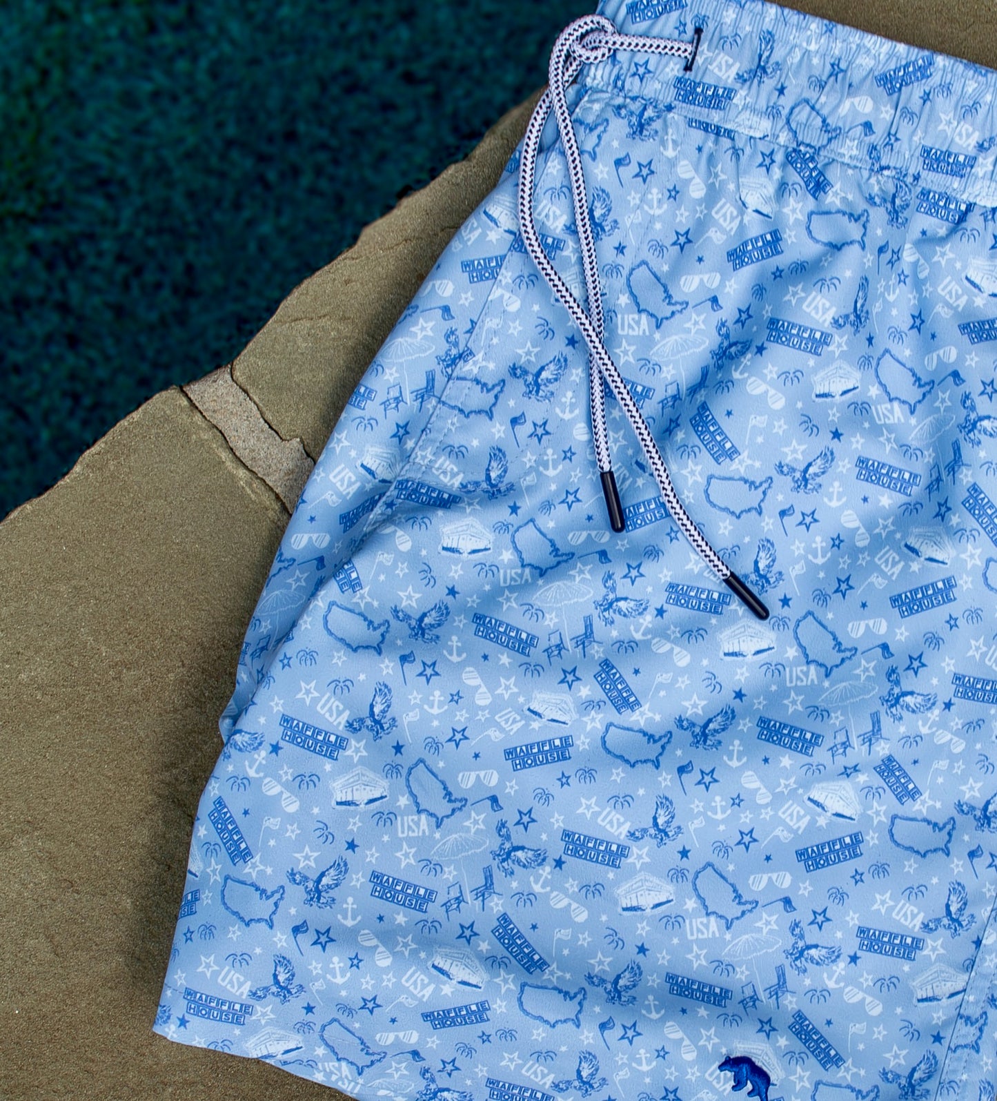 Waffle House Patriotic Swim - Washed Blue