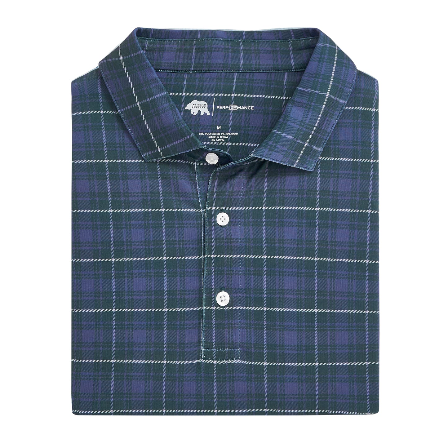 Dutton Plaid Printed Performance Polo