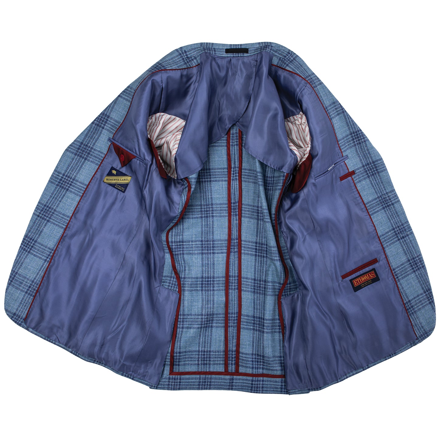 E. Thomas Provincial Blue Plaid Sport Coat