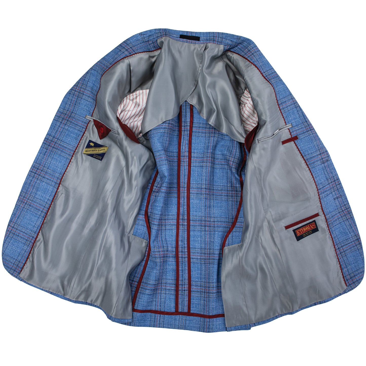 E. Thomas Sky/Cabana Pink Plaid Sport Coat