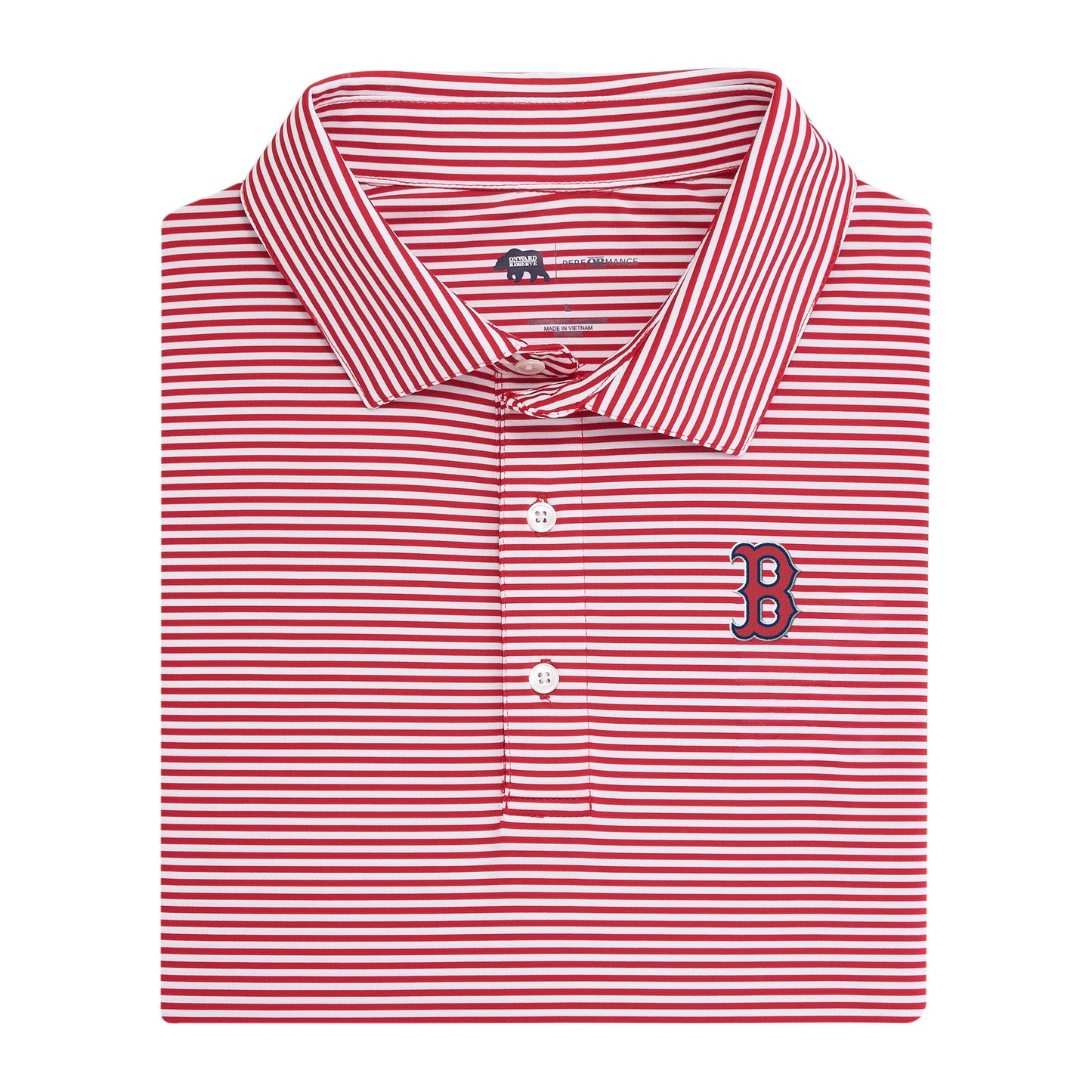 Red Sox B Echo Stripe Performance Polo - Red