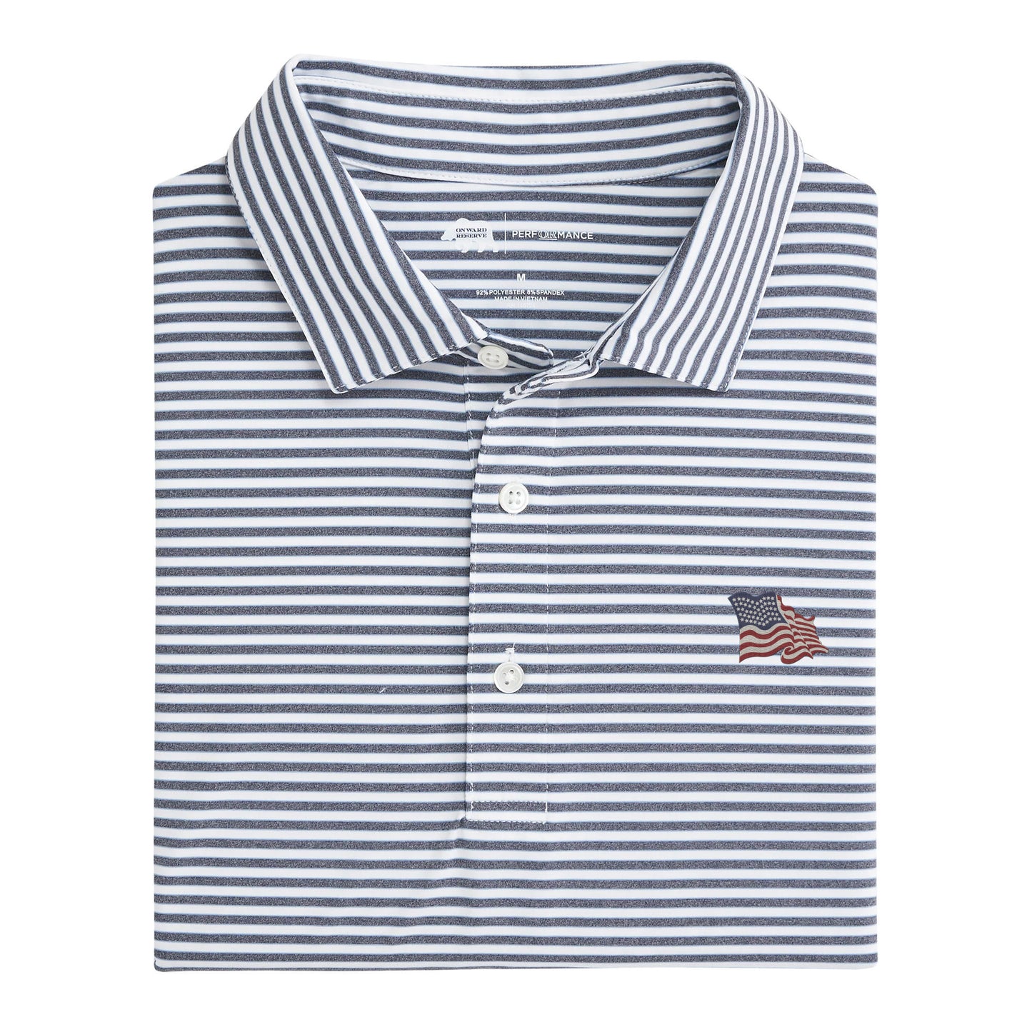 Vintage Flag Mulligan Stripe Performance Polo - Classic Navy