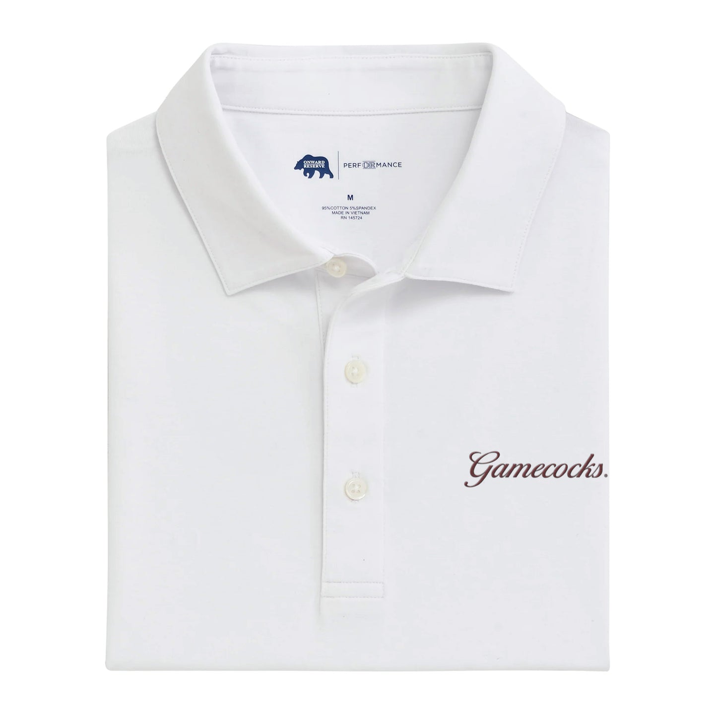 Gamecocks Vintage Script Solid Icon Polo - White