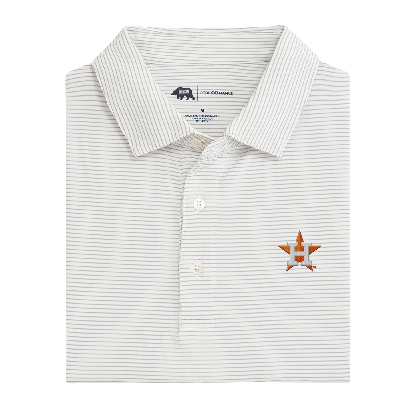 Houston Astros Birdie Stripe Performance Polo - Mirage Grey