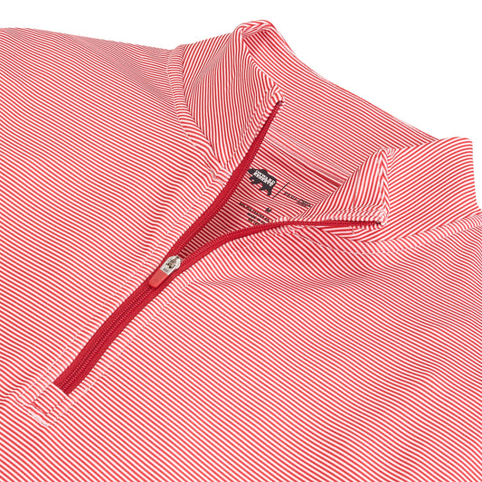Hairline Stripe Printed Performance 1/4 Zip - Red
