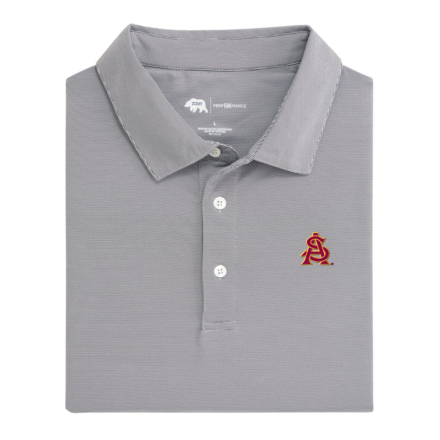 Arizona State Baseball AS Hairline Stripe Performance Polo - Nine Iron