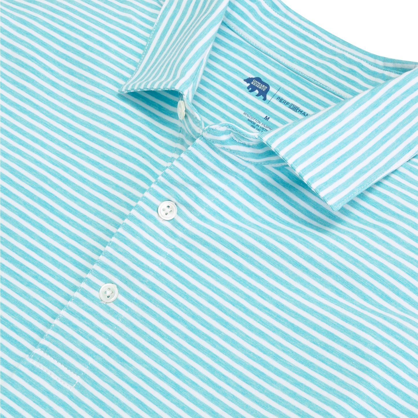 Row Stripe Icon Polo - Cabana Blue