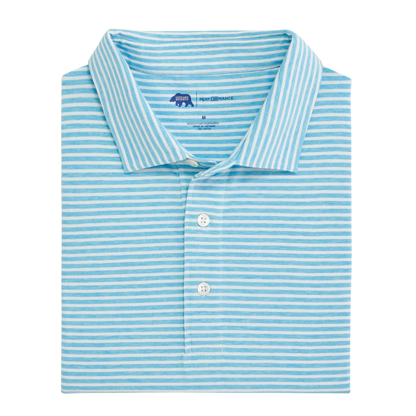 Row Stripe Icon Polo - Cabana Blue