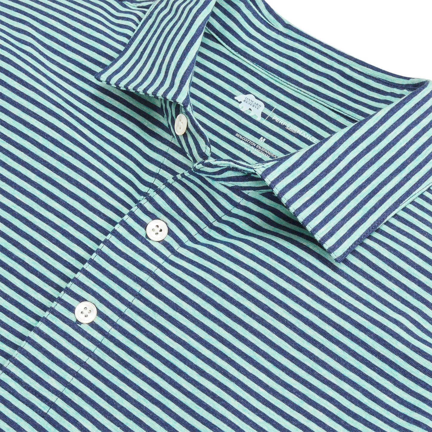 Row Stripe Icon Polo - Seafoam