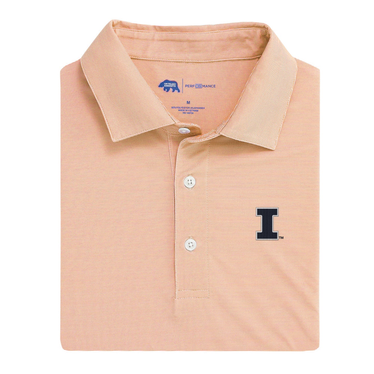 Illinois Hairline Stripe Printed Performance Polo - Orange