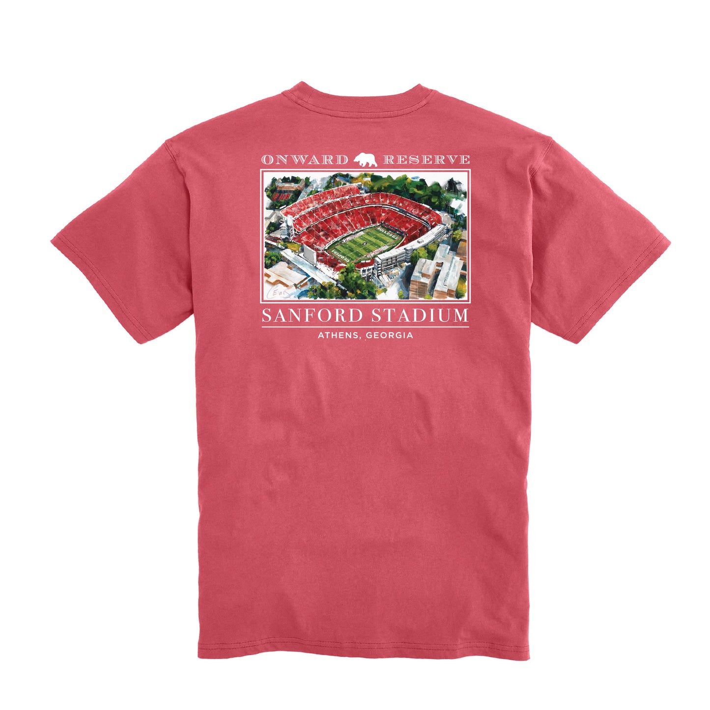 UGA Lewis Sanford Stadium Tee - Washed Red