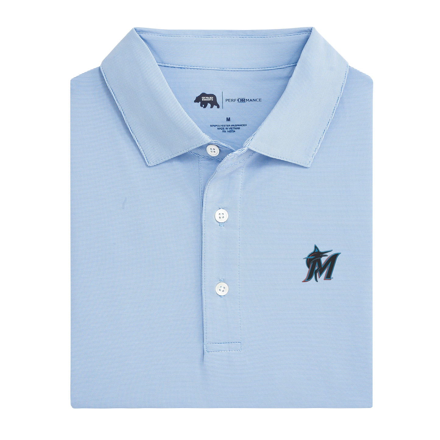 Miami Marlins Hairline Stripe Performance Polo