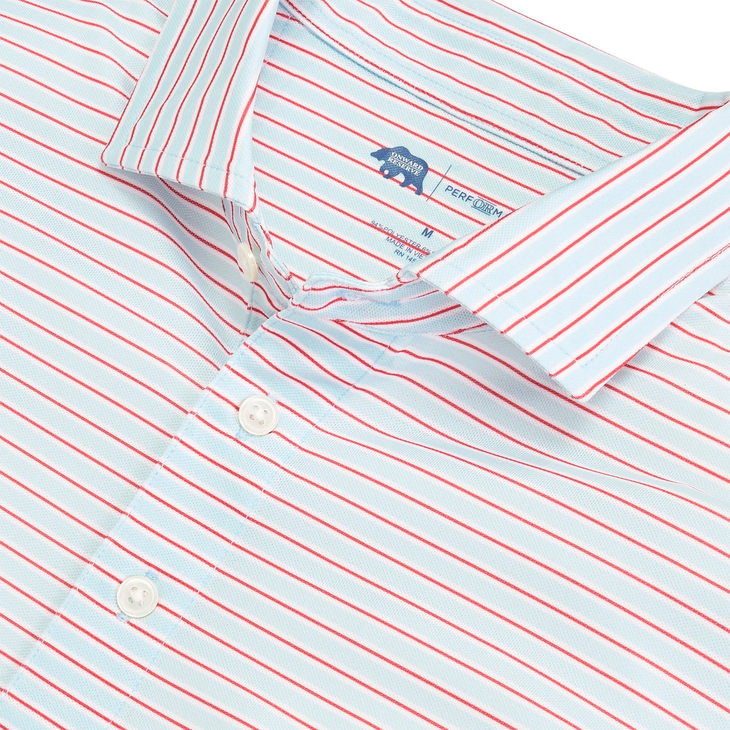 Match Stripe Performance Pique Polo - Delicate Blue