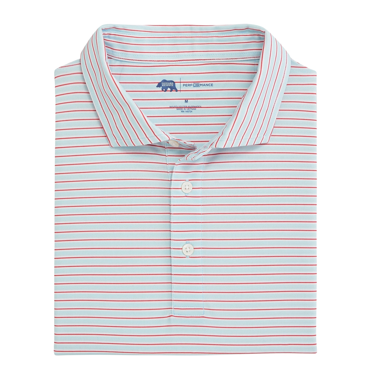 Match Stripe Performance Pique Polo - Delicate Blue