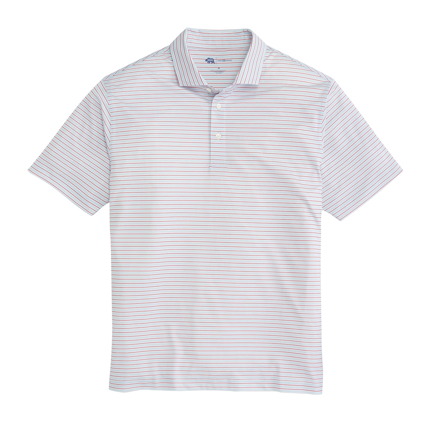 Match Stripe Performance Pique Polo - Delicate Blue