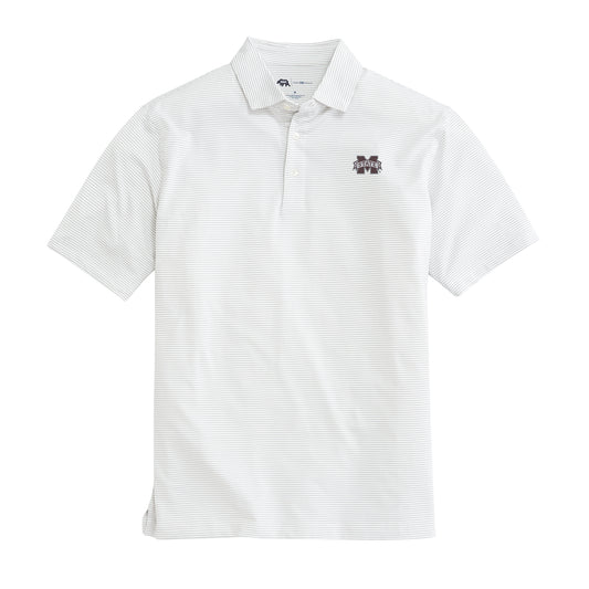 Mississippi State Birdie Stripe Performance Polo - Mirage Grey