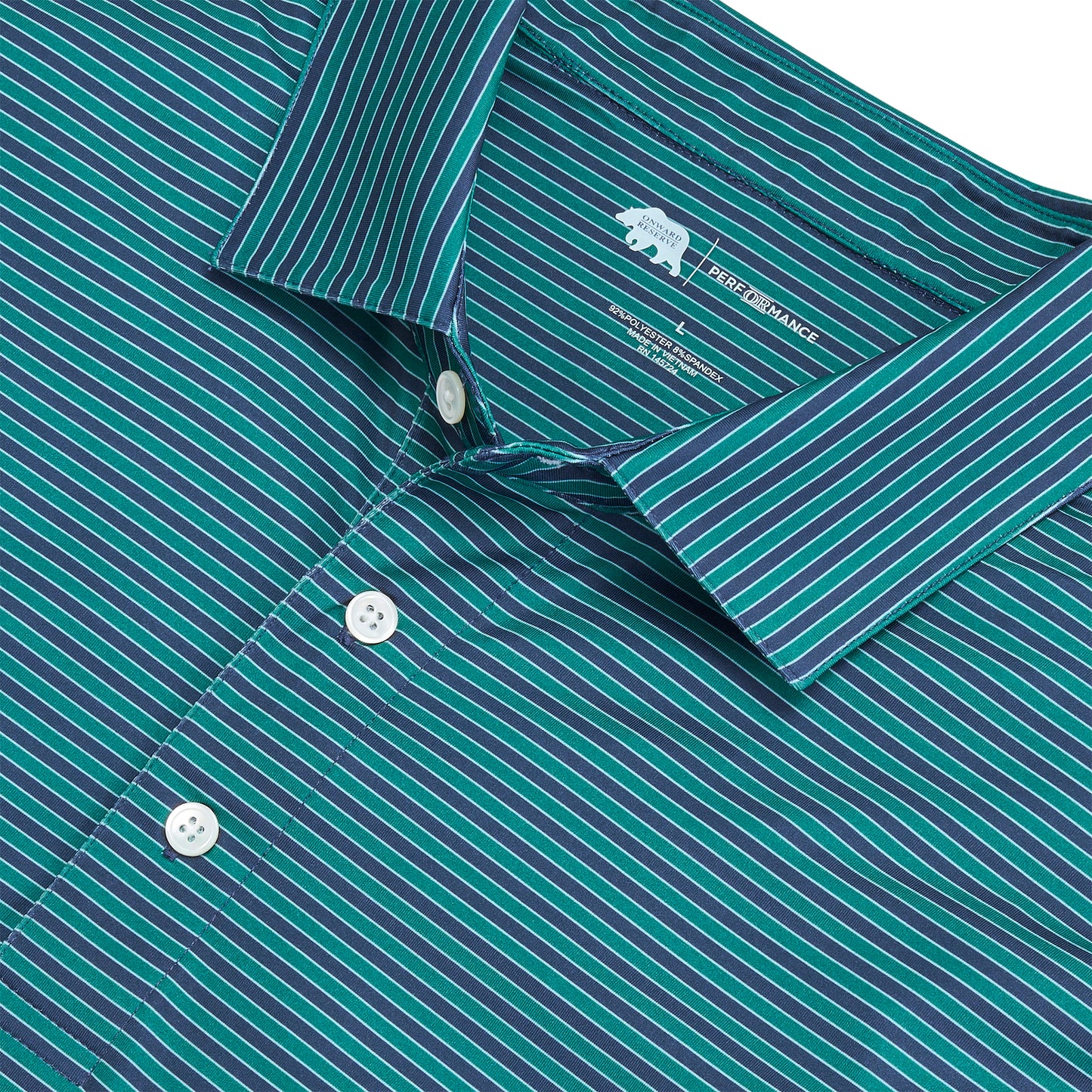 Mulligan Stripe Performance Polo - Posy Green