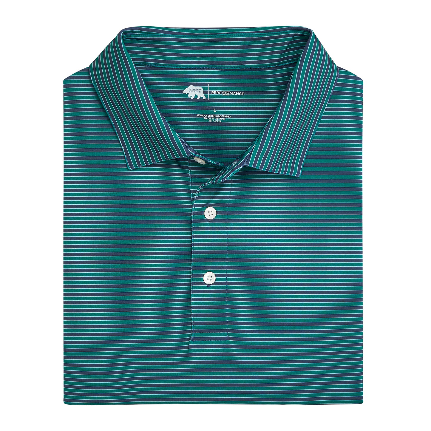 Mulligan Stripe Performance Polo - Posy Green