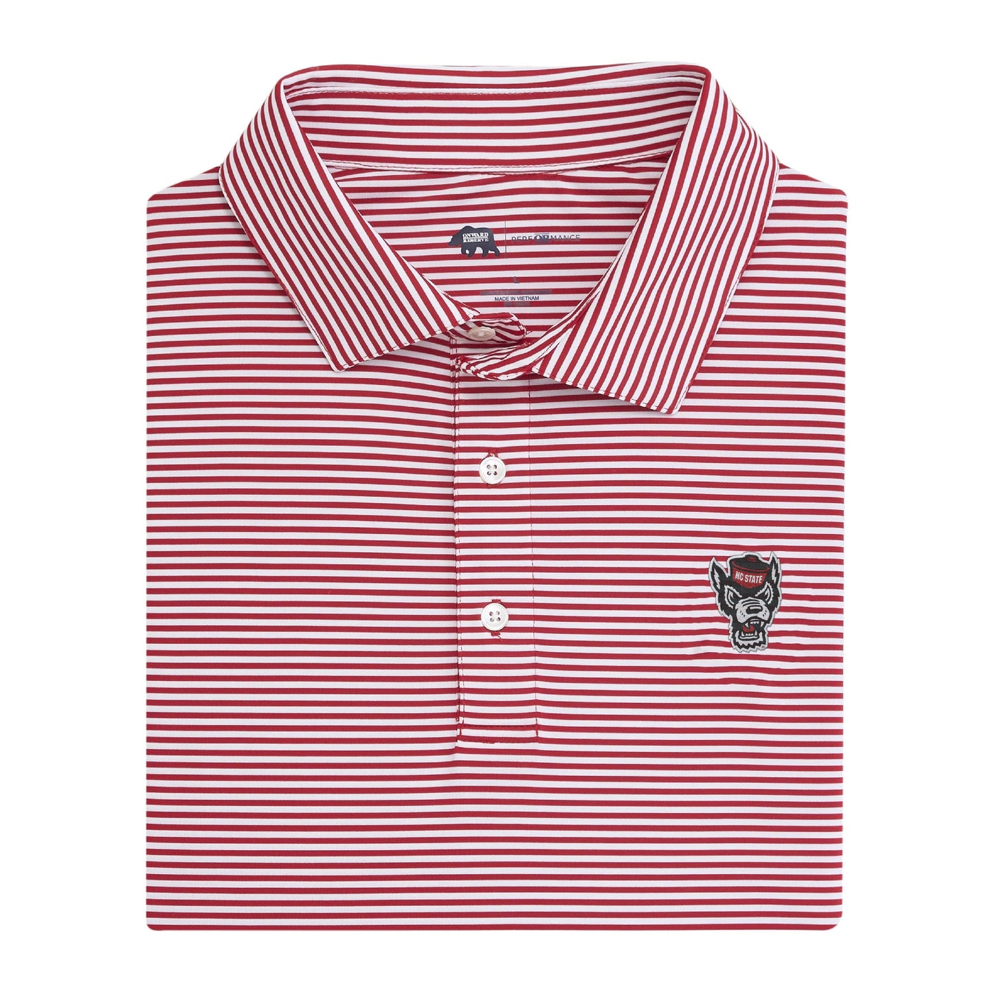 NC State Tuffy Head Echo Stripe Performance Polo