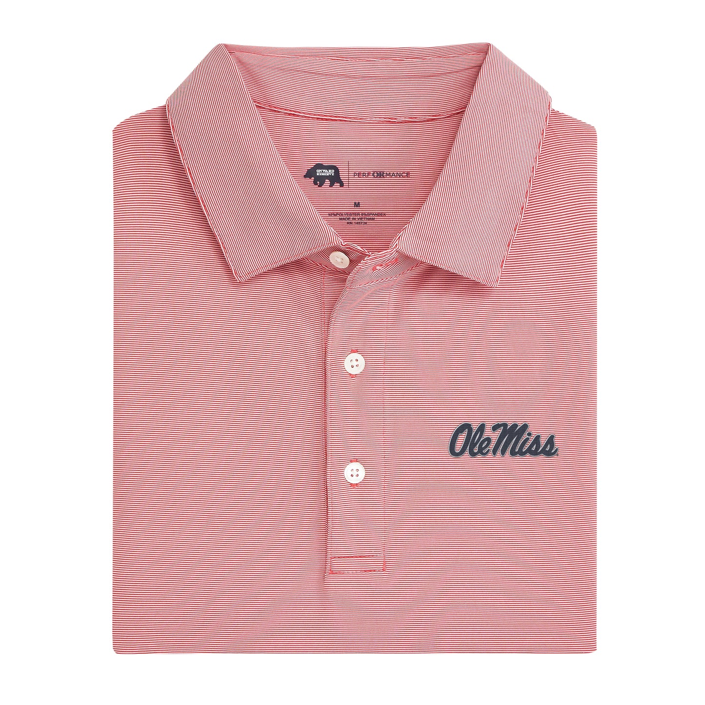 Ole Miss Hairline Stripe Performance Polo