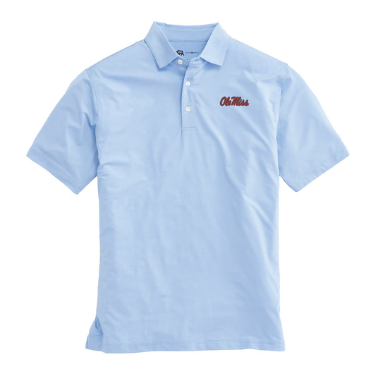 Ole Miss Hairline Stripe Performance Polo - Sky