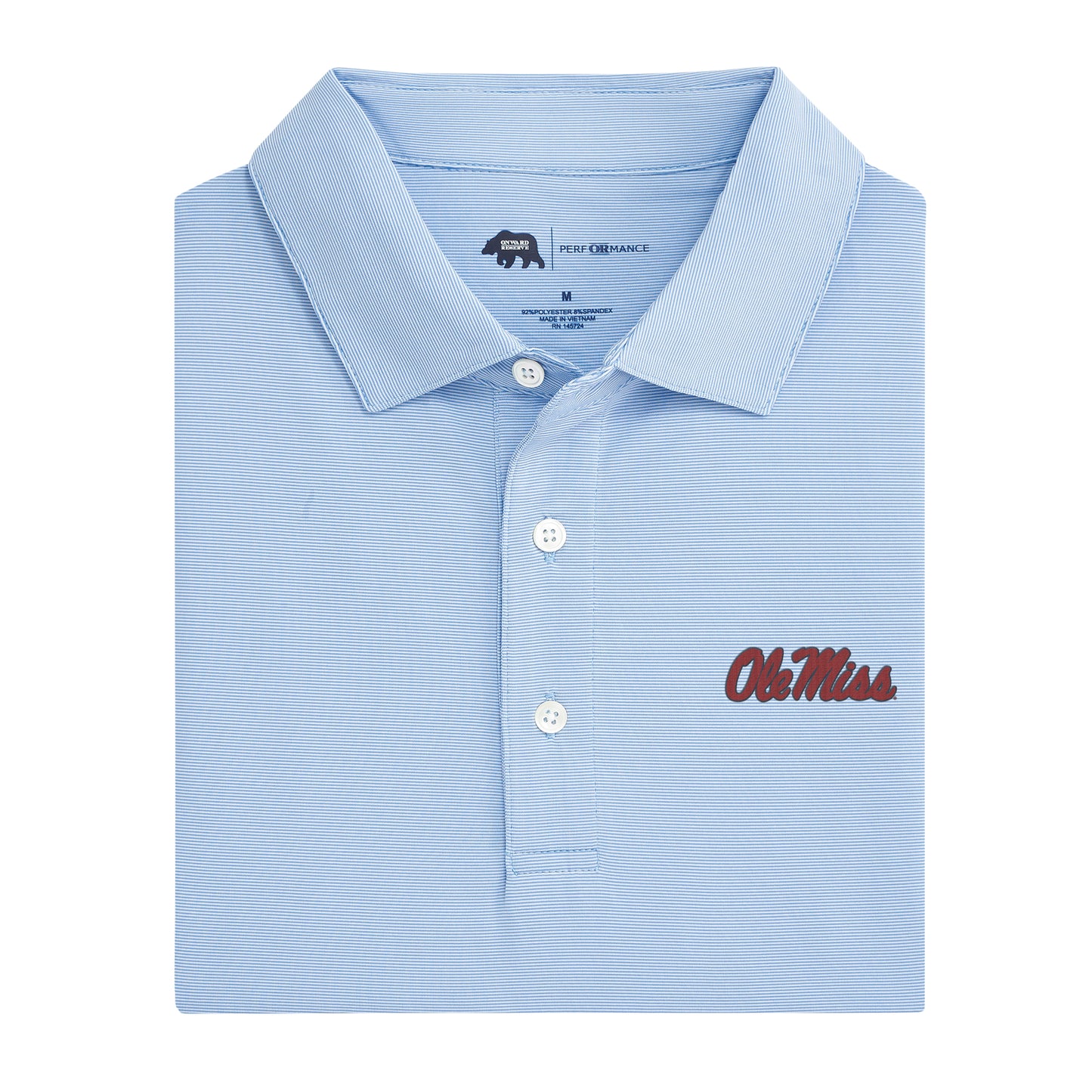 Ole Miss Hairline Stripe Performance Polo